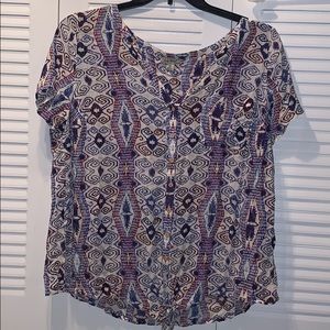 Luck brand button down graphic shirt with tie